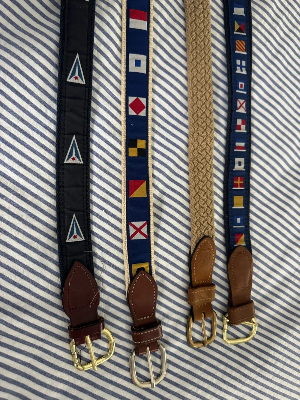 Source Unknown Nautical Signal Flag Belts - Navy, Black, Brown, Yellow